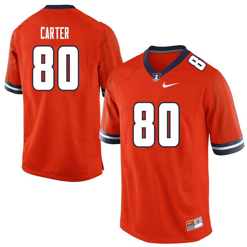 Men #80 Edwin Carter Illinois Fighting Illini College Football Jerseys Sale-Orange